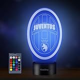 HooJtny juventus lampada per bambini, juventus gadget Calcio Luce Notturna 3D Led, 16 Colori USB Ricaricabile, Regalo per Ragazzo Bambini