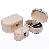 Confezione da 6 scatole tesori in Legno con Chiusura a Scatto per progetti Fai da Te Juvale Decorazioni per la casa 7 x 10 x 6 cm Cassettiera in Legno Grezzo