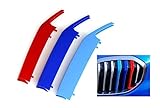 BizTech ® Inserti per griglia sportiva clip-on compatibili con BMW Serie 1 E87 F20 F21 F40, strisce decorative per auto, tuning (Azzurro/Blu/Rosso, F40 Dal 2020 in poi, 7-Travi)
