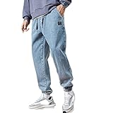 WJANYHN Jeans Pantaloni Taglie Forti da Uomo Fertilizzante da Uomo Plus Plus Pantaloni con Corsetto Elastico in Vita Pantaloni Casual Larghi