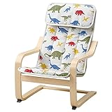 IKEA POANG Poltrona per bambini, impiallacciato di betulla/Motivo dinosauro Medskog