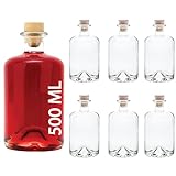 slkfactory, bottiglie di vetro vuote per vino, liquori, aceto, olio o da farmacia (500 ml) 6 pezzi bianco