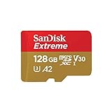 SanDisk 128GB Extreme scheda microSDXC + adattatore SD + RescuePro Deluxe fino a 190 MB/s con prestazioni app A2 UHS-I Class 10 U3 V30