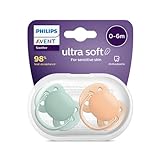 Confezione da 2 ciucci ultra soft Philips Avent - Ciuccio senza BPA per bambini da 0 a 6 mesi (modello SCF091/03)