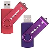 SIMMAX Chiavetta USB 2 pezzi 32GB Girevole Pendrive USB 2.0 Unità Memoria Flash (32GB Rosso Viola)