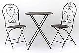 AVANTI TRENDSTORE - Bistro - Set arredo esterno in ferro per due persone, composto da un tavolino con piano rotondo e due sedie, pieghevole. Disponibile in due colorazioni. (marrone antico)