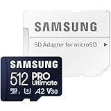 Samsung PRO Ultimate - Scheda di memoria microSD (MB-MY512SB/WW), 512 GB, UHS-I U3, Full HD e 4K UHD, 200 MB/s di lettura, 130 MB/s di scrittura, per smartphone, drone o action cam, incluso lettore di