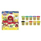 Play-Doh Hasbro Pizzeria (playset con 5 vasetti di Pasta da Modellare), Single, Multicolore, E4576EU4 & Hasbro Case of Colours (10 Colori di Pasta da Modellare Inclusi)