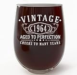 Spotted Dog Company Bicchiere da vino vintage 1964 inciso da 481,9 g – invecchiato alla perfezione – 59° compleanno per le donne – 59 anni decorazioni anniversario