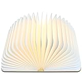 HuangWeida Lampada da libro in legno a LED, luci decorative magnetiche/luce notturna, lampada da scrivania pieghevole ricaricabile USB ideale regalo per genitori/bambini (10cm, Betulla)