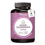 ACIDO IALURONICO 400 mg - 180 compresse - Integratore a base di acido ialuronico ad alto dosaggio - Ricco in Biotina e Zinco - Per una pelle più liscia, tonica ed elastica - Vitavea