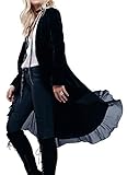R.Vivimos Women s Velvet Ruffle Coat Slim-Fit Suit Casual Jacket Fashion Classic Swallowtail Hem (Large, Black)