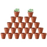 EBKCQ Vasetti in terracotta, 24 pezzi, piccoli, in terracotta con foro di scarico, per lavori di bricolage, vasi in argilla per interni ed esterni, per decorare piante grasse di cactus, 5,5 x 5 cm