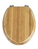 WENKO Sedile WC in bambù, sedile in vero bambù, coperchio con cerniere in acciaio inossidabile, 37x43cm, marrone scuro