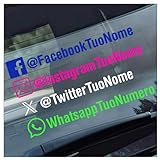 N. 2 pz. Scritte Adesive Tag Social Media icona e nome con colori personalizzati adesivi seguici su instagram tuo Profilo facebook whatsapp sticker decal Bici Casco Auto Moto