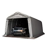 Tenda Garage 3,3 x 6 m Tenda Capannone in PVC 800 N e Stabile Costruzione in Acciaio Grigio