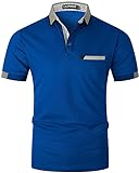 LIUPMWE Polo Uomo Manica Corta Cotone T-Shirt Chic Casual Contrasto Colori Tennis Golf Poloshirt,blu02,L