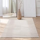 the carpet Santo Plus tappeto moderno - tappeto di alta qualità per soggiorno, camera da letto, color crema, tappeto boho in 160 x 220 cm in polipropilene