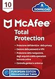 McAfee Total Protection 2022| 10 dispositivi | 1 anno| Antivirus, VPN, protezione dell identità, sicurezza Internet, gestore delle password, controllo genitori| PC/Mac/Android/iOS | Download