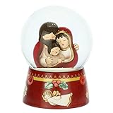 THUN - Natale 2022 - Boule de Neige con Sacra Famiglia - Idea Regalo Natale 2022 - Vetro, Resina e Ceramica Decorata a Mano - 8.7x8.7x11.4 cm h