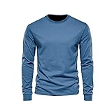 AQQWWER Maglie a Manica Lunga da Uomo Warm Windproof Comfortable Soft Top Men s Casual Long-Sleeved Men s Blue Casual Top. (Size : XL)