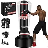 Sacco da boxe con supporto per adulti 180 cm - pesante con guantoni e pompa ad aria elettrica, per allenamento MMA Muay Thai Fitness Principianti