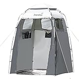 Tenda doccia da campeggio Skandika | altezza di 230 cm, rivestita d’argento, opaca, pavimento separato, 3 finestre copribili