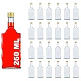 casavetro 24 piccole bottiglie vuote di vetro Wart con tappo a vite dorato, da riempire autonomamente come bottiglie di succo, sciroppi, bottiglie per liquori da 0,25 litri con tappo (24 x 250 ml)