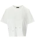 Elisabetta Franchi T-Shirt in Jersey con Logo e Charms Bianco Gesso