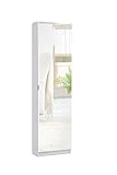 AVANTI TRENDSTORE - Sumatra - Scarpiera con specchio anteriore, offre 6 vani interni, in legno laminato di colore bianco, dimensioni LAP 50x180x20 cm