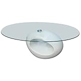 vidaXL Tavolino da caffè Ripiano Ovale in Vetro Bianco Lucido Moderno Salotto