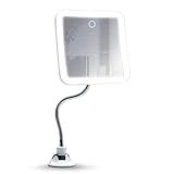 Fancii Specchio ingranditore flessibile 10x con 3 impostazioni LED, Ricaricabile - Specchio trucco illuminato con braccio flessibile per bagno, Ventosa bloccante, Girevole 360° (Mira 2 Plus)