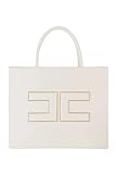Elisabetta Franchi Borsa shopper media con placca logo Bianco BURRO