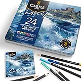 Castle Arts, set di 24 matite colorate, colori perfetti per  Seascape . Set di matite da disegno, schizzi, matite da disegno...