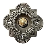 Campanello tradizionale in ghisa a forma di quadrifoglio | 10 cm x 10 cm | pulsante in ottone con cornice in ghisa | stile vintage campana per porta