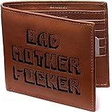 Bad Mother Fucker portafoglio in pelle marrone chiaro - ricamato - Embroidered Leather Wallet in tan brown - Pulp Fiction