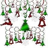 HOWAF 30 Pezzi di Natale Decorazione da Appendere, Albero di Natale Campana Renna Fiocco di Neve turbinii Decorazioni a Spirale Pendenti di soffitto per Inverno Natale Festa Decorazione