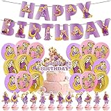 Rapunzel Palloncini di Compleanno 32 PCS Rapunzel Decorazioni di Compleanno Rapunzel Tema Festa Compleanno Striscioni di Buon Decorazione per Torta Palloncino per Bambini Feste di Forniture