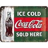 Nostalgic-Art Targa Vintage Cola – Ice Cold Sold Here – Idea Regalo per Amanti della Coca, Metallo, Design Retro per Decorazione, 15 x 20 cm