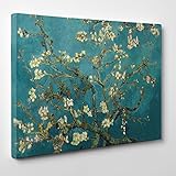 Quadro su Tela Canvas - INTELAIATO - Pronto da Appendere - Van Gogh - Ramo di MANDORLO Fiorito- 50x70cm - Senza Cornice - (cod.296)
