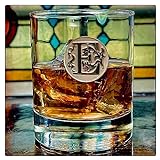 KolbergGlas Bicchieri da whisky fatti a mano con cristalli di alta qualità con incisione monogramma, idea regalo per uomini, fratelli, padri, nonni, boss,chef (E)