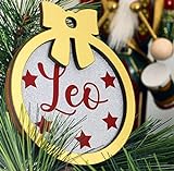 Decorazione natalizia personalizzabile Ciondolo con palline di Natale personalizzabili da appendere all albero di Natale con nome Glamour (argento bianco)