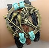The Hunger Game Style Bracelet, Black, Blue and Brown Leather Bracelet , HG7 by Hunger Game Lionsgate