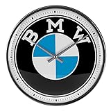 Nostalgic-Art - Orologio da parete in stile retrò, con logo BMW, idea regalo per gli appassionati di auto, grande orologio da cucina, design vintage, 31 cm