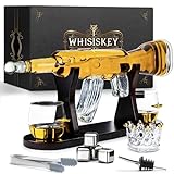 Whisiskey - Decanter per Whisky - Fucile - 1000ML - Regalo Uomo - Caraffa Whiskey - Regali Compleanno - Set include 2 Bicchieri in Vetro, 4 Cubetti di Ghiaccio Riutilizzaibili, Pinze e Beccuccio