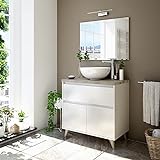 Dmora Mobile Bagno a Due Ante e Un cassetto per lavabo da appoggio, Colore Bianco, cm 81 x 80 x 46 cm, 81x80x46