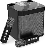 Altoparlante Bluetooth senza fili con 2 microfoni canta tu per karaoke Sistema PA portatile per feste, attività, supporto AUX, scheda USB/TF (nero)