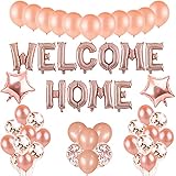 Decorazione di benvenuto per la casa Set oro rosa Neonata, palloncini in stagnola con lettere di elio Banner welcome home, Palloncino foil in lattice per neonato Deco per la festa di famiglia in casa