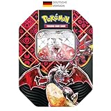 Pokémon- Scatola di latta, gioco di carte collezionabili, Charizard-ex irisé (versione tedesca)