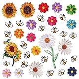 36 toppe da ricamo a forma di ape, 16 motivi, colori vivaci per cucire o stirare vestiti, borse, accessori, ecc.